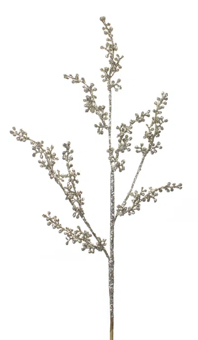 Melrose International Glittered Berry Spray (set Of 12) - Silver, Brown
