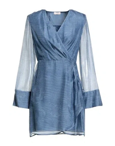 Liu •jo Long-sleeve Mini Dress In Blue