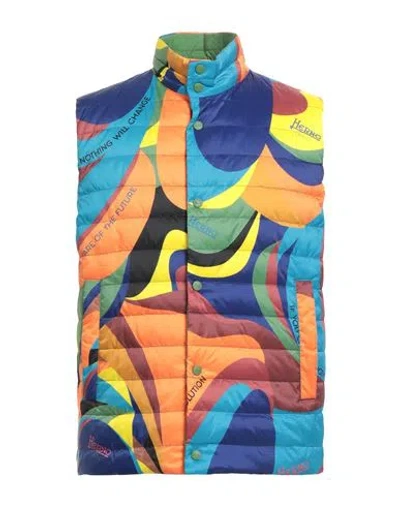 Herno Globe Man Vest Orange Size 40 Polyester In Multi