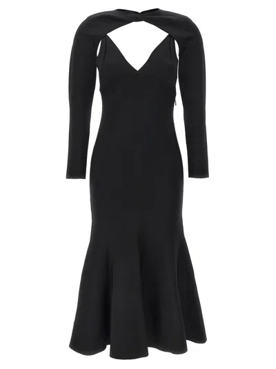 Roland Mouret Gown Maxi Dress With Cut Out Details And Shoulder Cover In Black