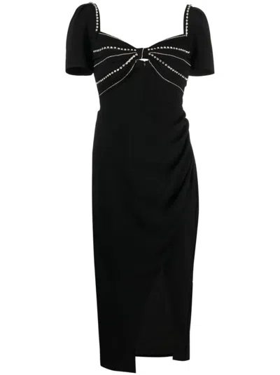 Self-portrait Self Portrait Diamante Bust Midi Dress In Black