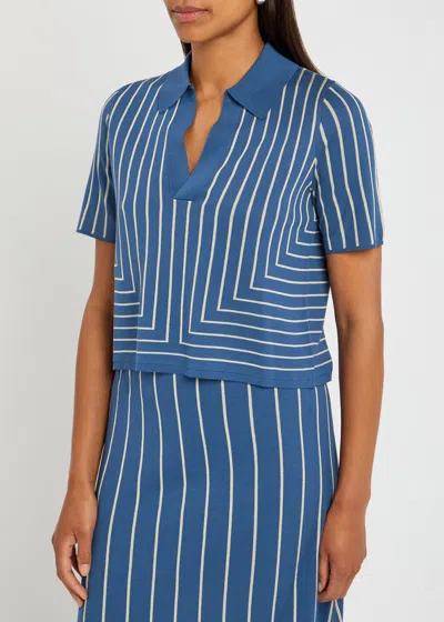 Joseph Geometric Jacquard Silk Blend Top In Blue