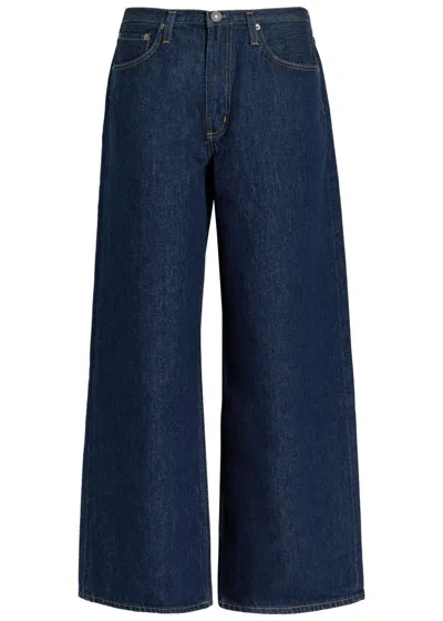 Agolde Lady's Wide-leg Jeans With Five Pockets In Blue