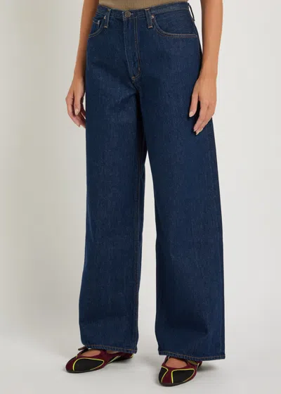 Agolde Lady's Wide-leg Jeans With Five Pockets In Blue