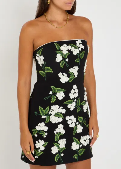 Alice And Olivia Velia Embellished Strapless Mini Gown In Black