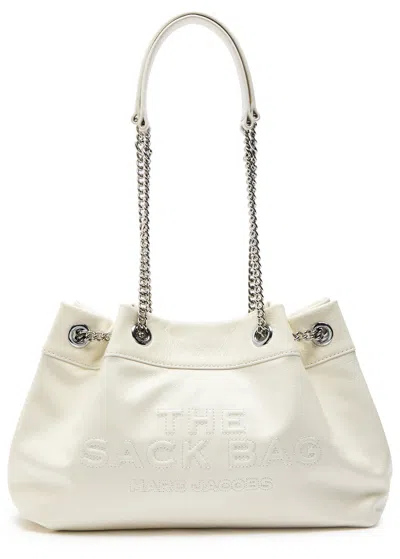 Marc Jacobs The Chain Sack Glossed Leather Tote In White