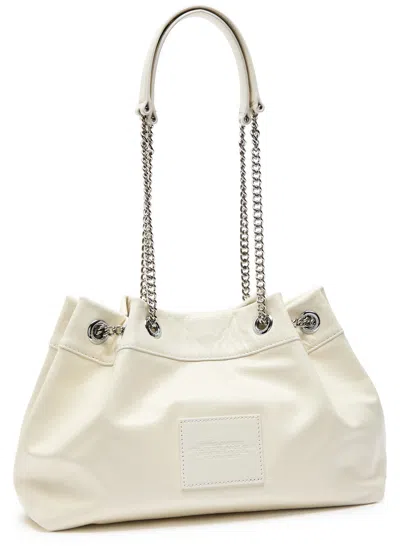 Marc Jacobs The Chain Sack Glossed Leather Tote In White