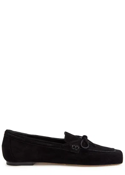 Aeyde Jasper Calf Suede Boat Loafers In Black