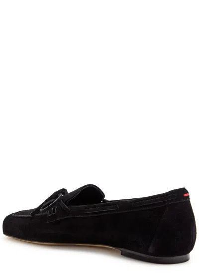 Aeyde Jasper Calf Suede Boat Loafers In Black