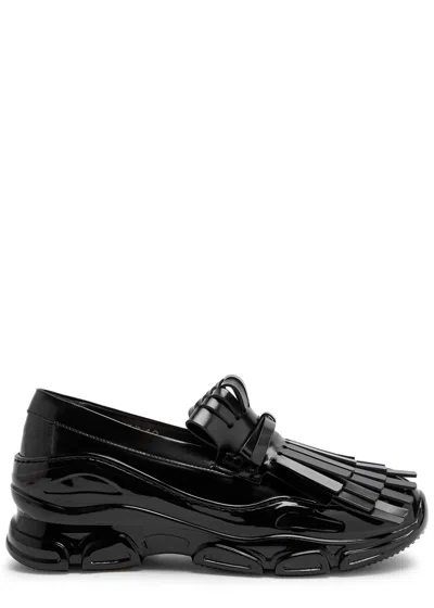 Simone Rocha Tracker Loafer Fringed Leather Sneakers In Black