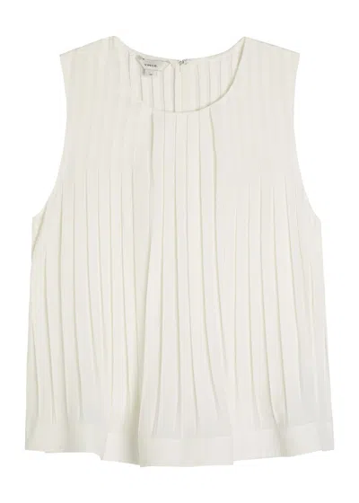Vince Pleated A-line Crewneck Top In Neutral
