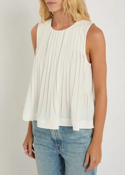 Vince Pleated A-line Crewneck Top In Neutral