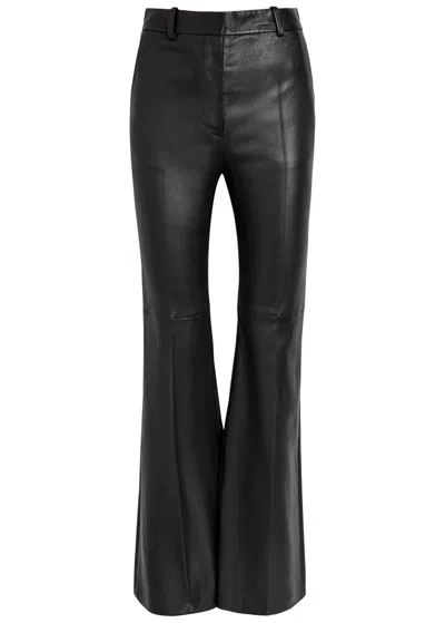 Joseph Tafira Mid-rise Leather Flared Pants In Black