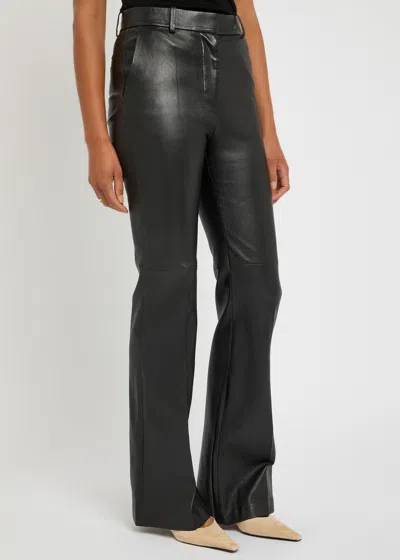 Joseph Tafira Mid-rise Leather Flared Pants In Black