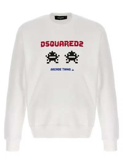 Dsquared2 Arcade Twins-print Sweatshirt In White