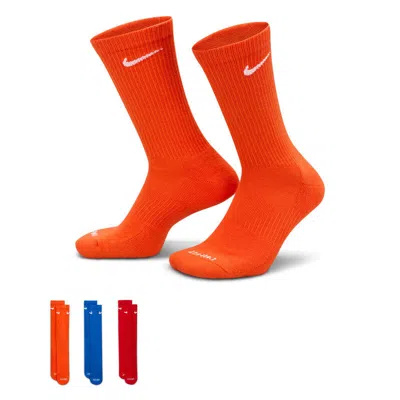 Nike Training Everyday Plus Cushioned 3 Pack Crew Sock In Orange