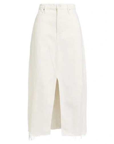 Frame Midaxi Angled Seam Midi Jean Skirt In Ecru In White