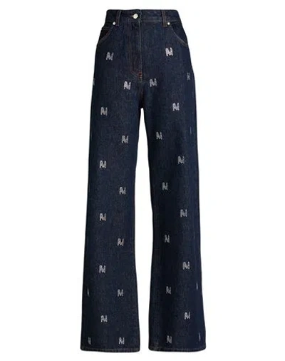 Msgm 'themwave' Strass-embellished Denim Jeans In Blue