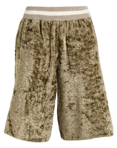Brunello Cucinelli Woman Shorts & Bermuda Shorts Gold Size M Viscose, Polyamide, Metallic Polyester In Gold