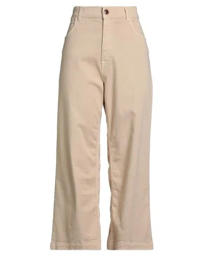 Re-hash Re_hash Woman Pants Sand Size 29 Cotton, Lyocell, Elastane In Brown