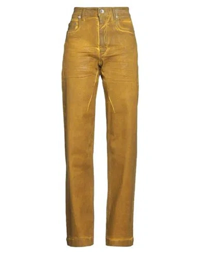Rick Owens Drkshdw Drkshdw By Rick Owens Woman Jeans Mustard Size 26 Cotton, Polyester, Elastane In Yellow