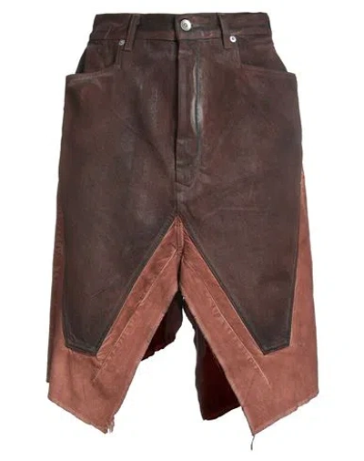 Rick Owens Drkshdw Drkshdw By Rick Owens Woman Denim Skirt Brown Size 26 Cotton
