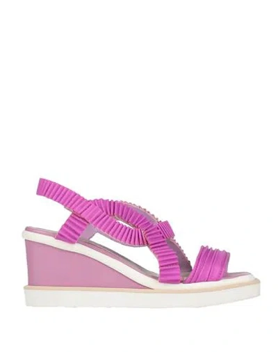 Patrizia Bonfanti Woman Sandals Fuchsia Size 8 Leather In Pink