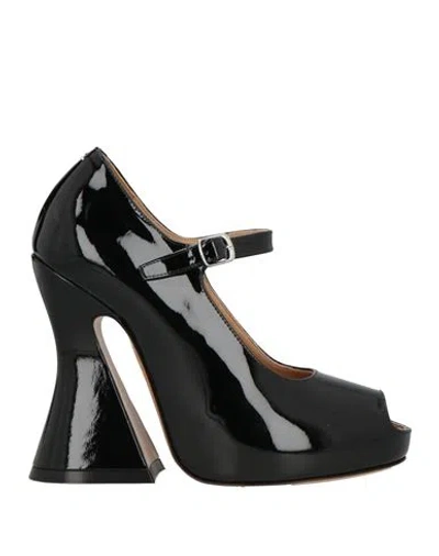 Maison Margiela Open-toe Patent Leather Pumps With Strap Heel 13 Cm In Black