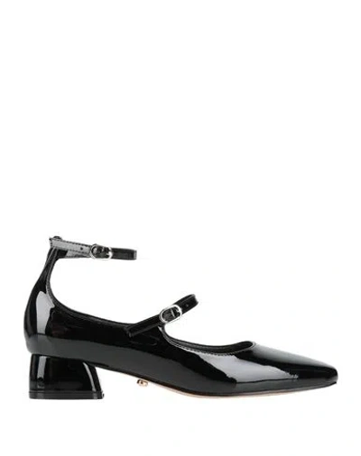 Twenty Four Haitch Patent Leather Mary Jane Ballerinas In Black