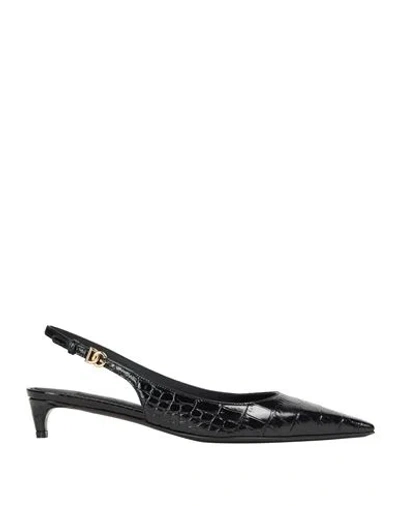 Dolce & Gabbana Cocco Print Leather Slingback Dãcol In Black