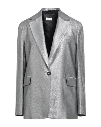 Liu •jo Woman Blazer Silver Size 10 Viscose, Polyester, Polyamide, Elastane In Silver