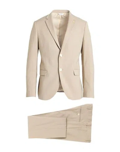 Alessandro Gilles Man Suit Khaki Size 44 Wool, Viscose, Elastane In Sand
