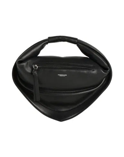 Federico Cina Leather Hand Bag 'midi Tortellino' In Black In Black