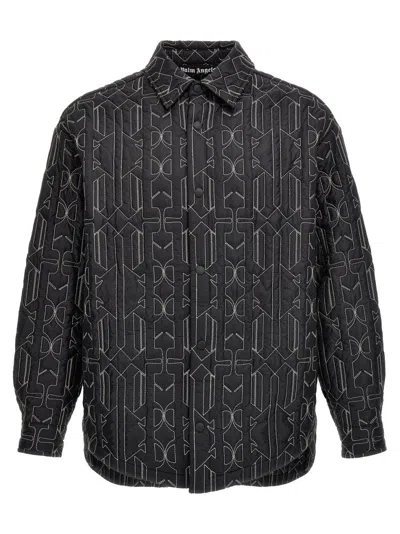 Palm Angels Quilted All Monogram Outerwear With Snap Buttons In Black