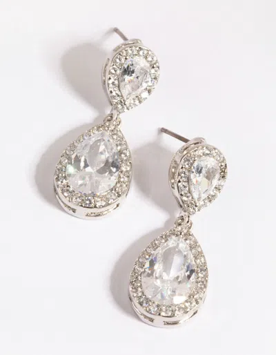 Lovisa Silver Cubic Zirconia Angelina Drop Earrings In Silver