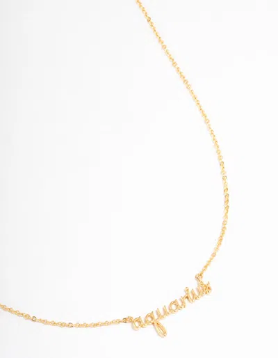 Lovisa Gold Plated Aquarius Script Pendant Necklace In Gold