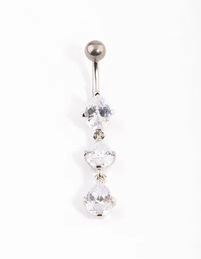 Lovisa Titanium Cubic Zirconia Three Pear Drop Belly Ring In Multi