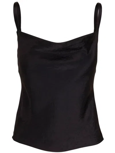 Vince Adjustable Strap Cowl Neck Slip Cami In Black