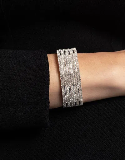 Lovisa Silver Spiky 4 Row Diamante Cuff Bangle In Silver