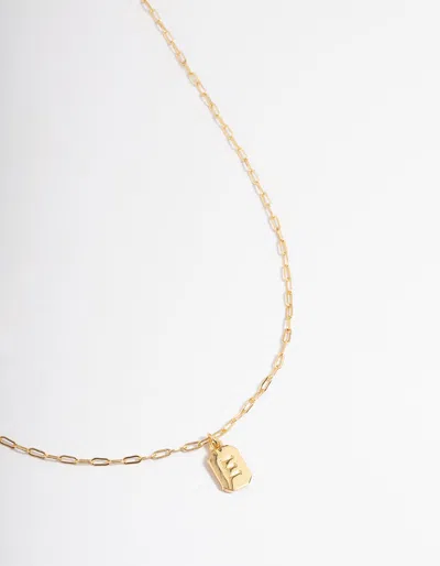 Lovisa Letter E Gold Plated Rectangle Pendant Initial Necklace In Gold