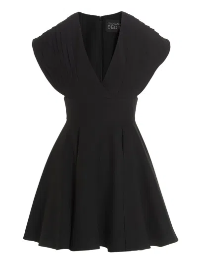 Giovanni Bedin Black Plisse Detail Mini Dress In Black