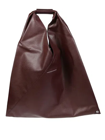 Mm6 Maison Margiela Mm6 By Maison Margiela Asymmetrical Burgundy Handbag With Structured Silhouette In Black