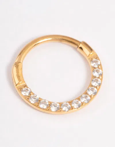 Lovisa Gold Plated Titanium Cubic Zirconia Clicker Earring 7mm In Gold