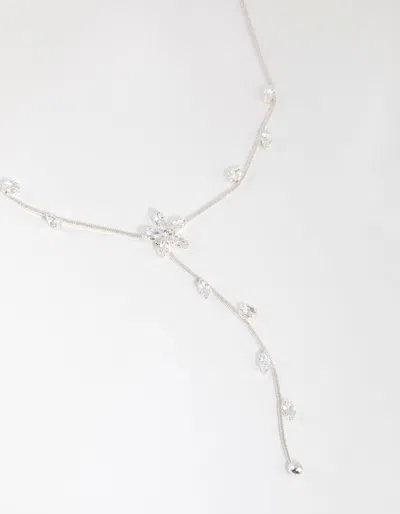 Lovisa Silver Cubic Zirconia Flower Vine Y Necklace In Silver