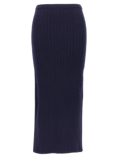 Alessandra Rich Knitted Pencil Skirt In Blue