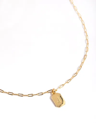 Lovisa Letter J Gold Plated Rectangle Pendant Initial Necklace In Gold