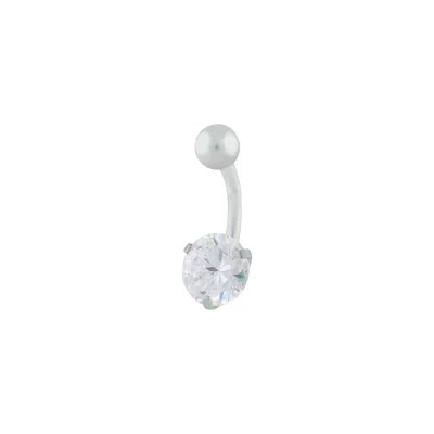 Lovisa Rhodium Stone Claw Belly Bar In Silver