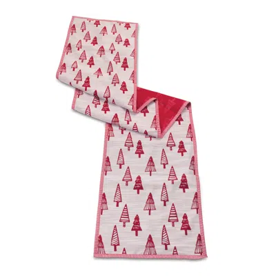 Melrose International Embroidered Pine Tree Table Runner 72"l - Red, White
