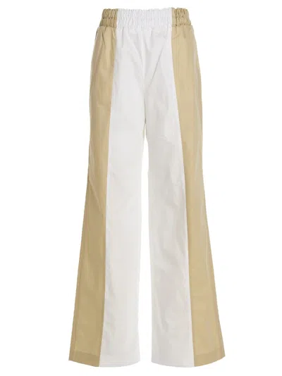 Fabiana Filippi Wide-leg Color-block Pants Side Pockets In White