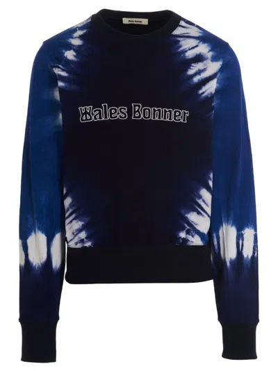 Wales Bonner Embroidered Logo Sweatshirt Tie Dye In Blue